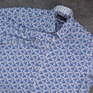 Quieti Shirt Mens Med Blue Floral Long Sleeve Button Down Coastal Preppy